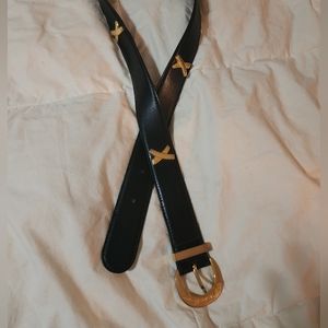 Vintage Gold and Black Leather Paloma Picasso Belt
